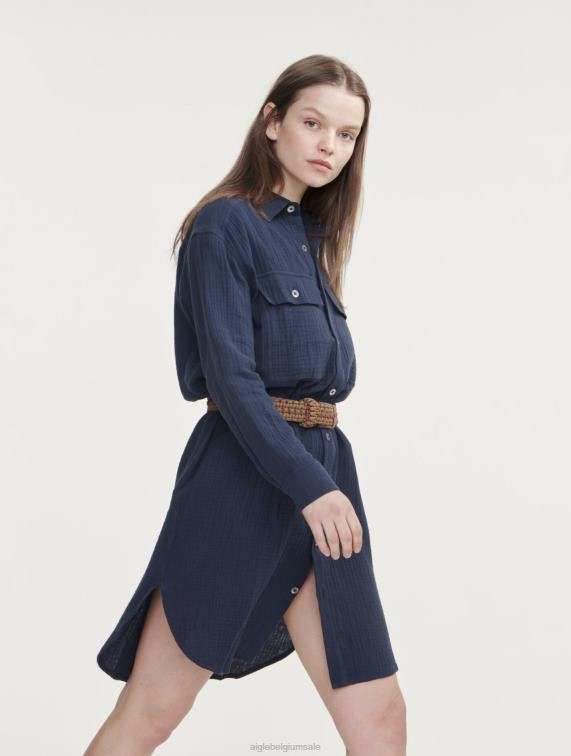 vrouwen kleren rijk Aigle overhemdjurk van katoengaas J404Z445