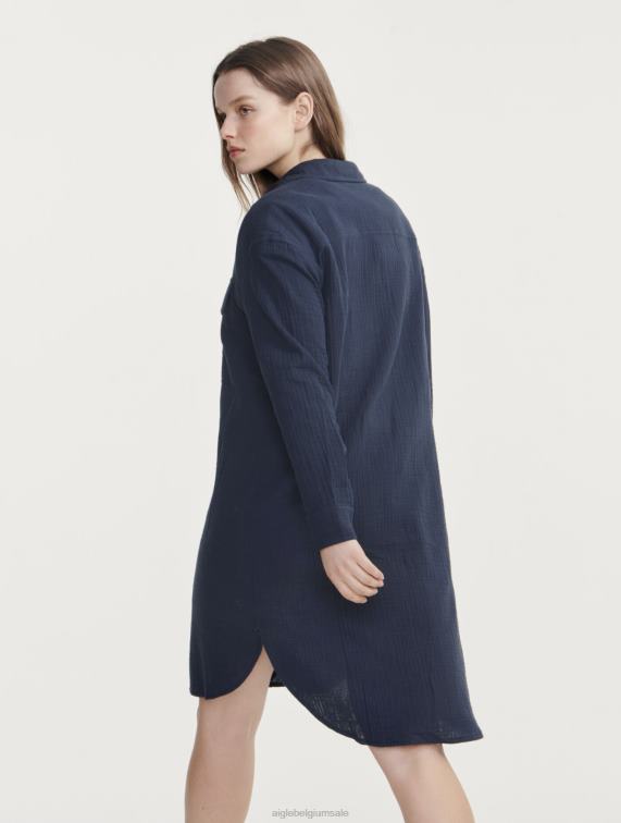 vrouwen kleren rijk Aigle overhemdjurk van katoengaas J404Z445