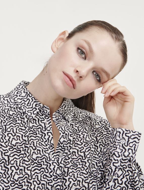 vrouwen kleren lait pr Aigle shirt met lange mouwen verzameld op de schouders J404Z550