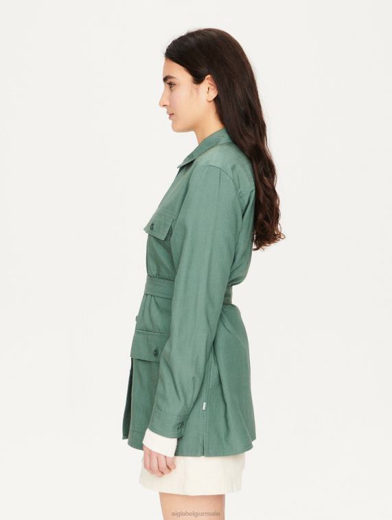 vrouwen kleren vert gris Aigle Overshirt van katoen en tencel J404Z620