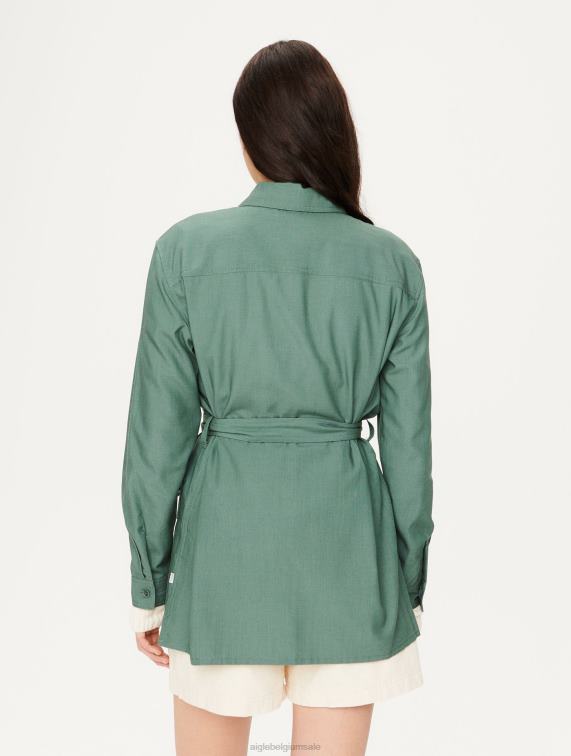 vrouwen kleren vert gris Aigle Overshirt van katoen en tencel J404Z620