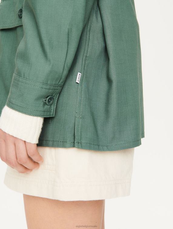vrouwen kleren vert gris Aigle Overshirt van katoen en tencel J404Z620