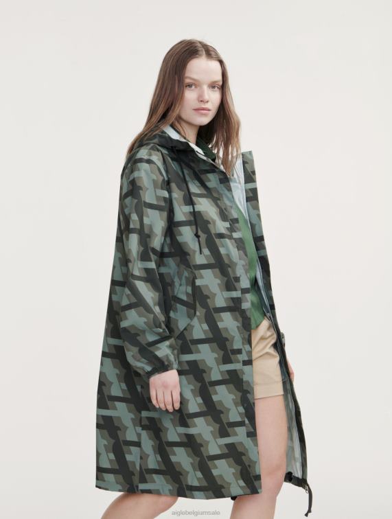 vrouwen kleren kaki pr Aigle mtd parka met lange capuchon en print J404Z466