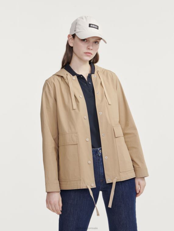 vrouwen kleren osier ik Aigle korte parka met capuchon, grofkorrelig J404Z477