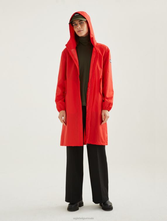 vrouwen kleren papaver Aigle MTD-parka met lange capuchon J404Z502