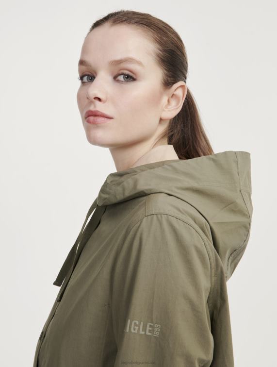 vrouwen kleren taillis i Aigle korte parka met capuchon, grofkorrelig J404Z487