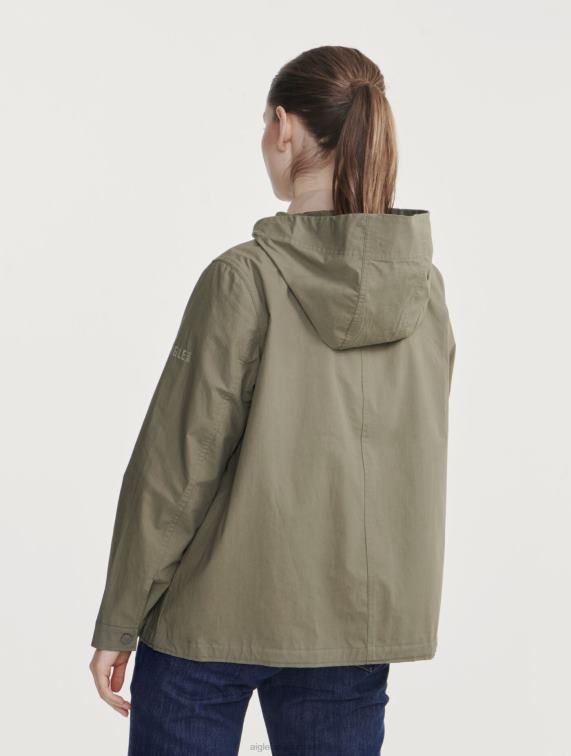vrouwen kleren taillis i Aigle korte parka met capuchon, grofkorrelig J404Z487