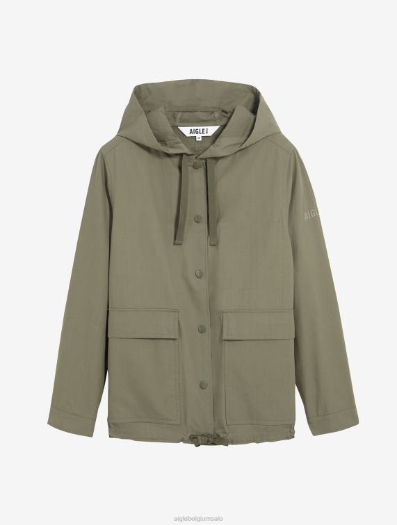 vrouwen kleren taillis i Aigle korte parka met capuchon, grofkorrelig J404Z487
