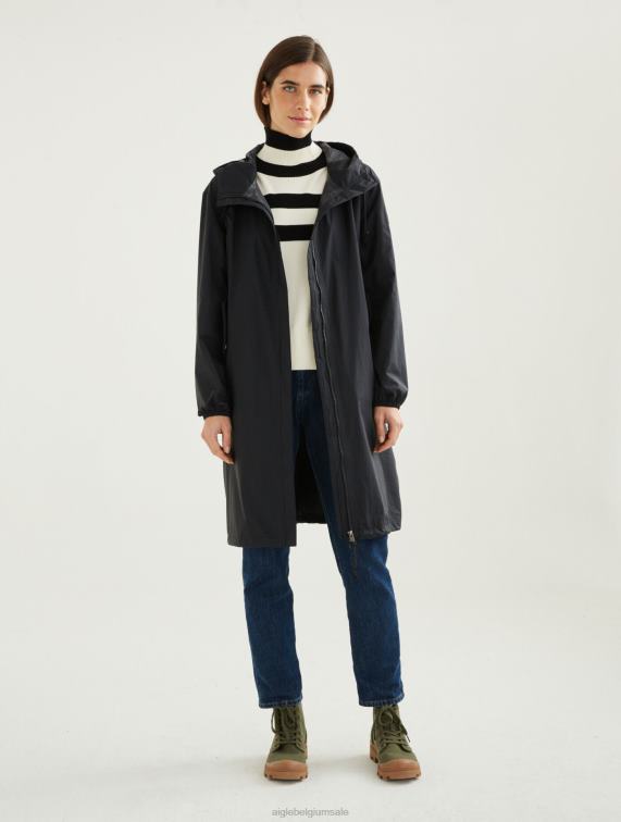 vrouwen kleren zwart Aigle MTD-parka met lange capuchon J404Z481