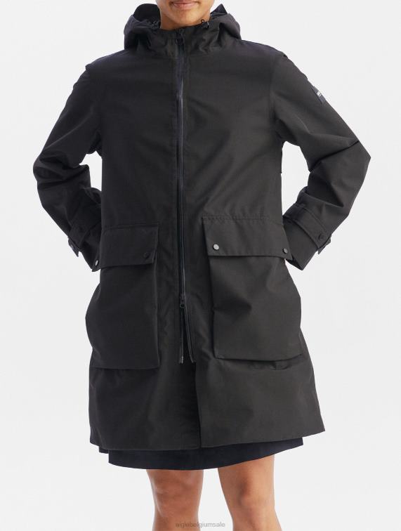 vrouwen kleren zwart Aigle lange goretex parka J404Z427