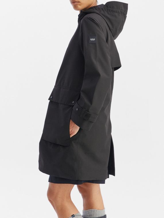 vrouwen kleren zwart Aigle lange goretex parka J404Z427