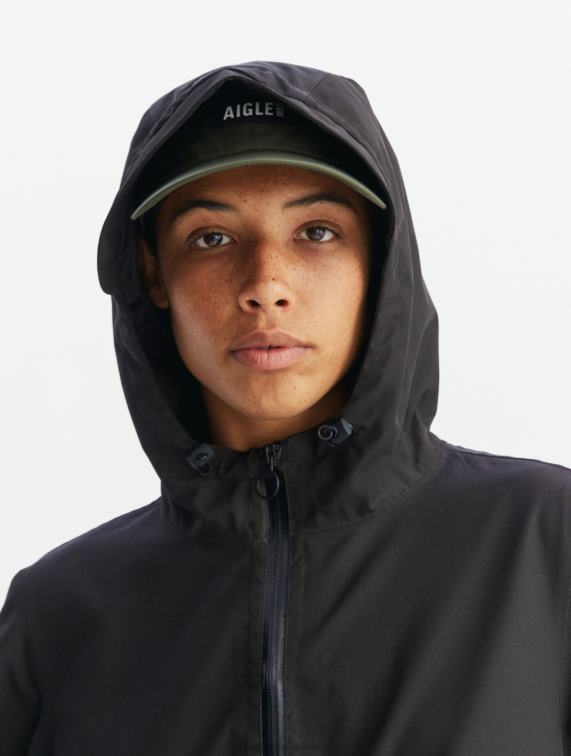 vrouwen kleren zwart Aigle lange goretex parka J404Z427