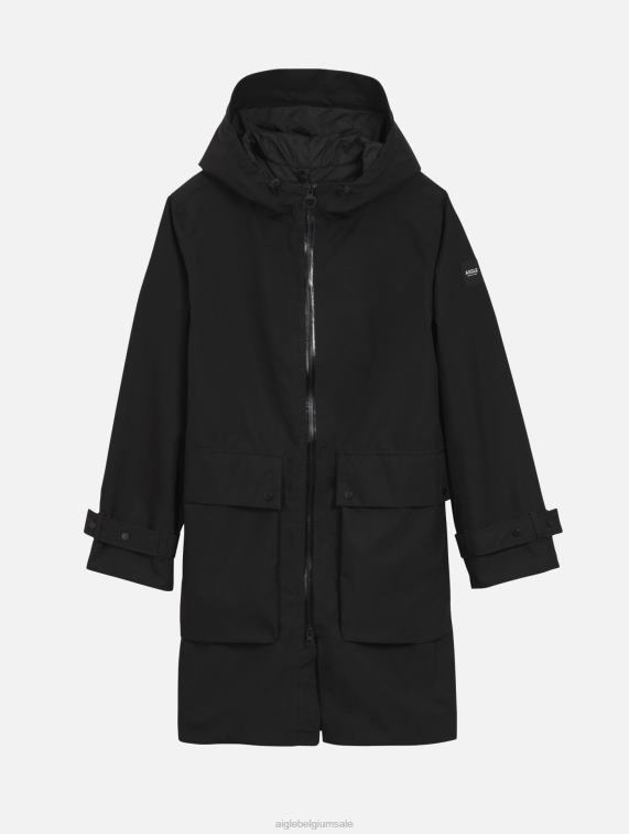 vrouwen kleren zwart Aigle lange goretex parka J404Z427