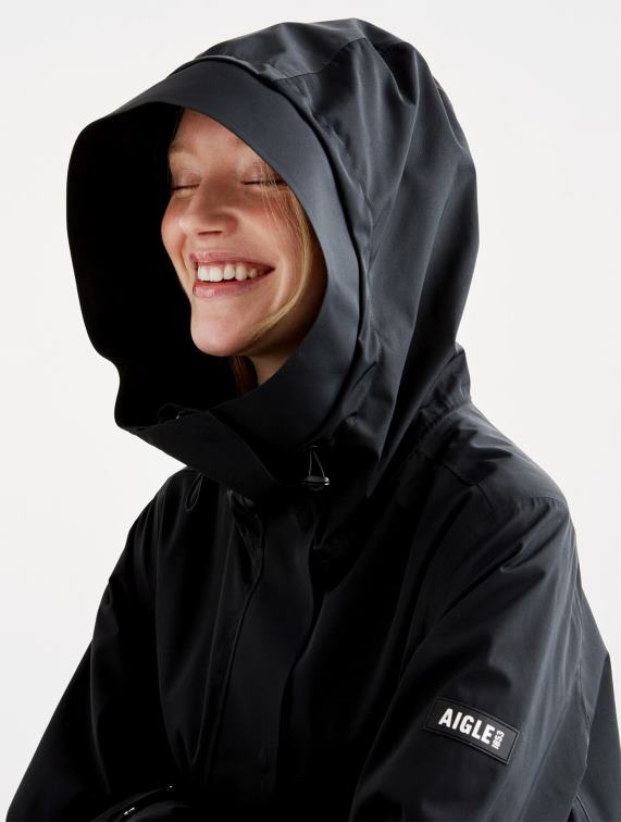 vrouwen kleren zwart Aigle lange mtd-parka J404Z440