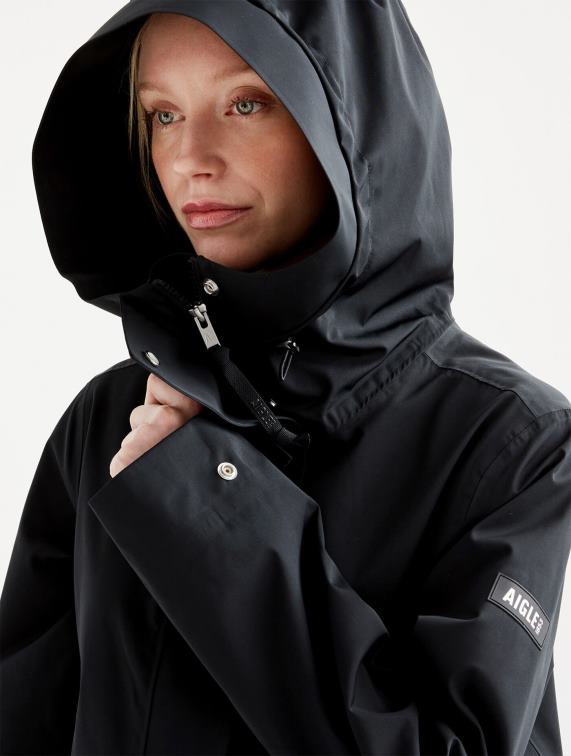 vrouwen kleren zwart Aigle lange mtd-parka J404Z440