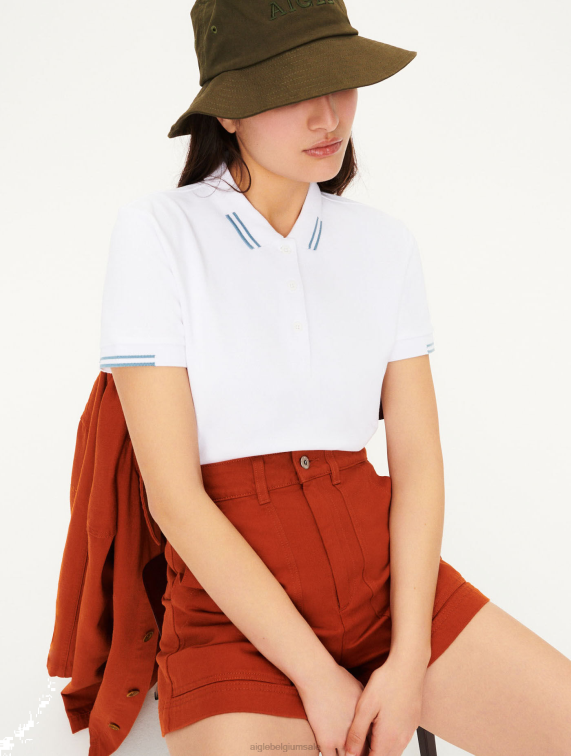 vrouwen kleren blanco Aigle poloshirt van biologisch katoen J404Z624