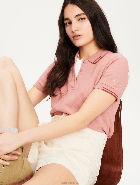 vrouwen kleren donker palissanderhout Aigle poloshirt van biologisch katoen J404Z640