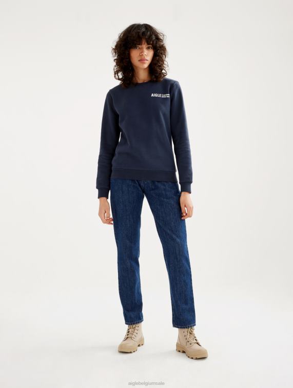 vrouwen kleren rijk Aigle Sweatshirt met ronde hals, geborsteld en print op de borst J404Z545