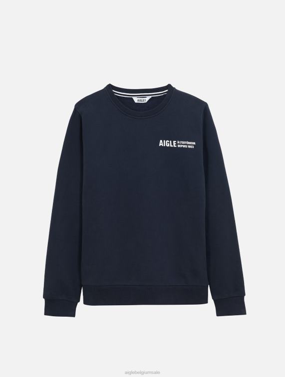 vrouwen kleren rijk Aigle Sweatshirt met ronde hals, geborsteld en print op de borst J404Z545