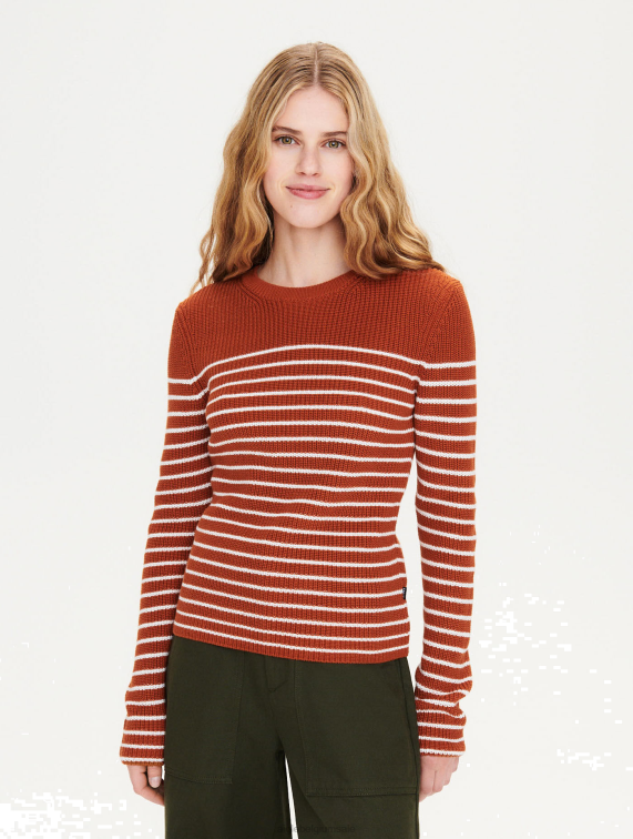 vrouwen kleren goudbruin st Aigle matrozentrui van biologisch katoen J404Z656