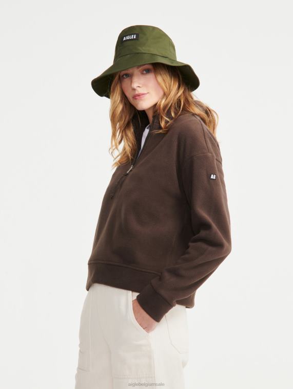vrouwen kleren cacao Aigle fleece met ritssluiting J404Z585