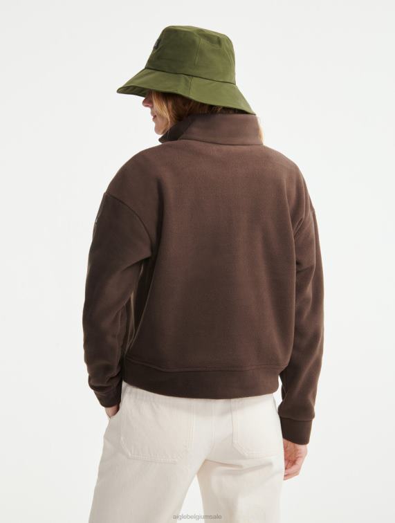 vrouwen kleren cacao Aigle fleece met ritssluiting J404Z585