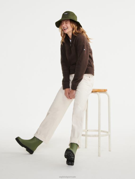 vrouwen kleren cacao Aigle fleece met ritssluiting J404Z585