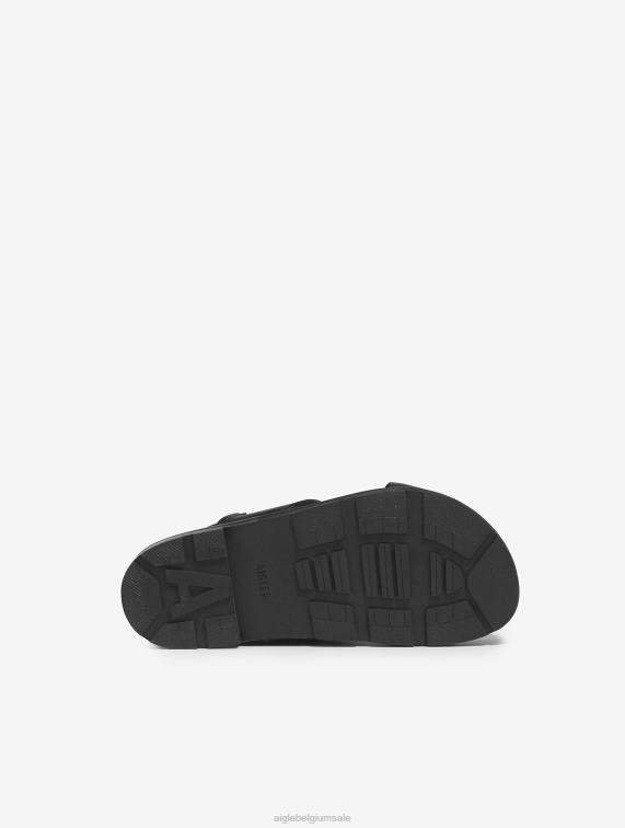 vrouwen schoenen zwart Aigle elegante lederen sandaal J404Z623