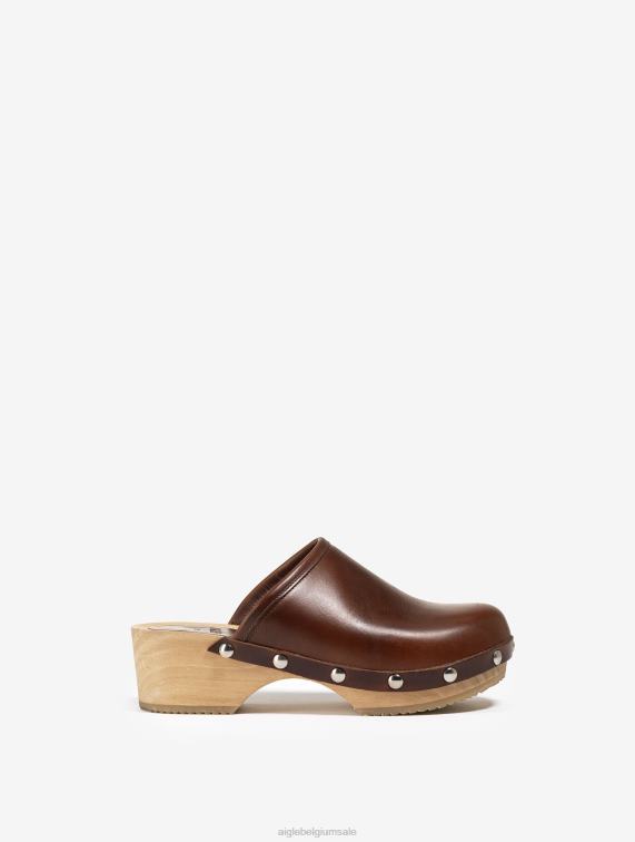 vrouwen schoenen bourbon Aigle leren en houten klomp J404Z630