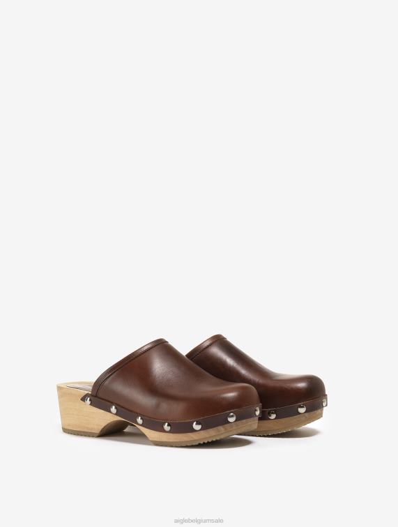 vrouwen schoenen bourbon Aigle leren en houten klomp J404Z630