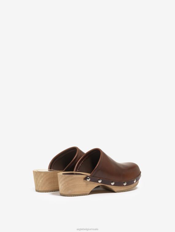 vrouwen schoenen bourbon Aigle leren en houten klomp J404Z630