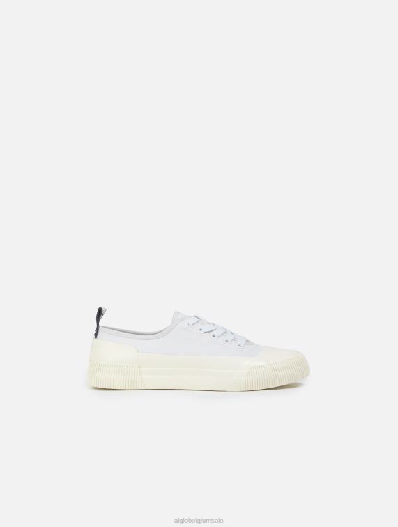 vrouwen schoenen blanco Aigle de milieuvriendelijke sneaker van canvas en rubber J404Z638