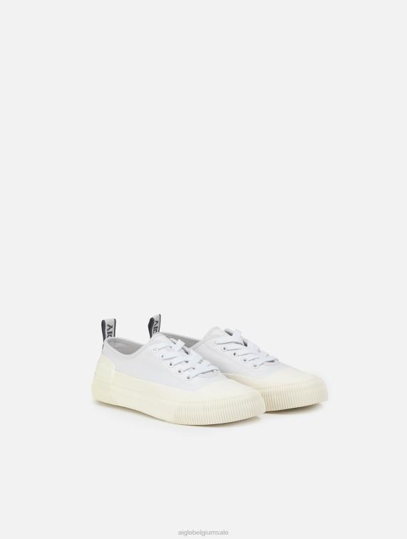 vrouwen schoenen blanco Aigle de milieuvriendelijke sneaker van canvas en rubber J404Z638