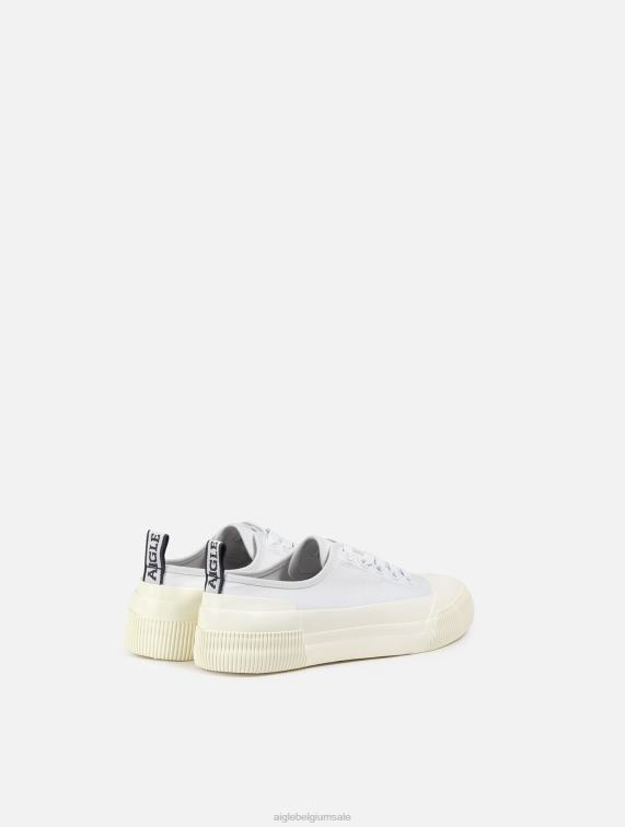 vrouwen schoenen blanco Aigle de milieuvriendelijke sneaker van canvas en rubber J404Z638
